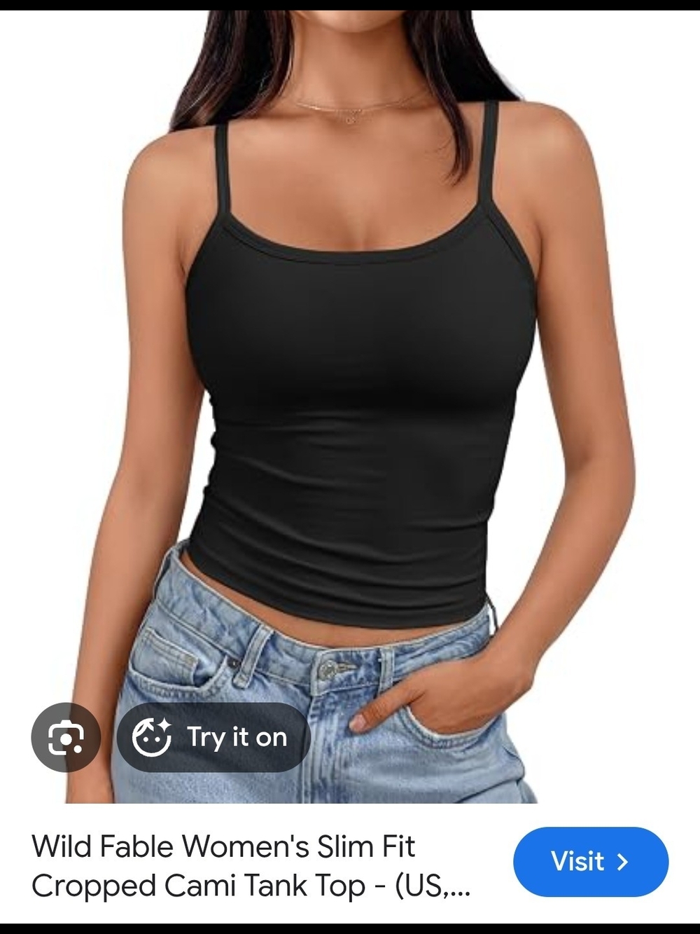 wild fable Black  Cropped Cami with Spaghetti Straps